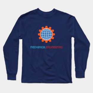 mechanical engineering, globe, gear, earth logo Long Sleeve T-Shirt